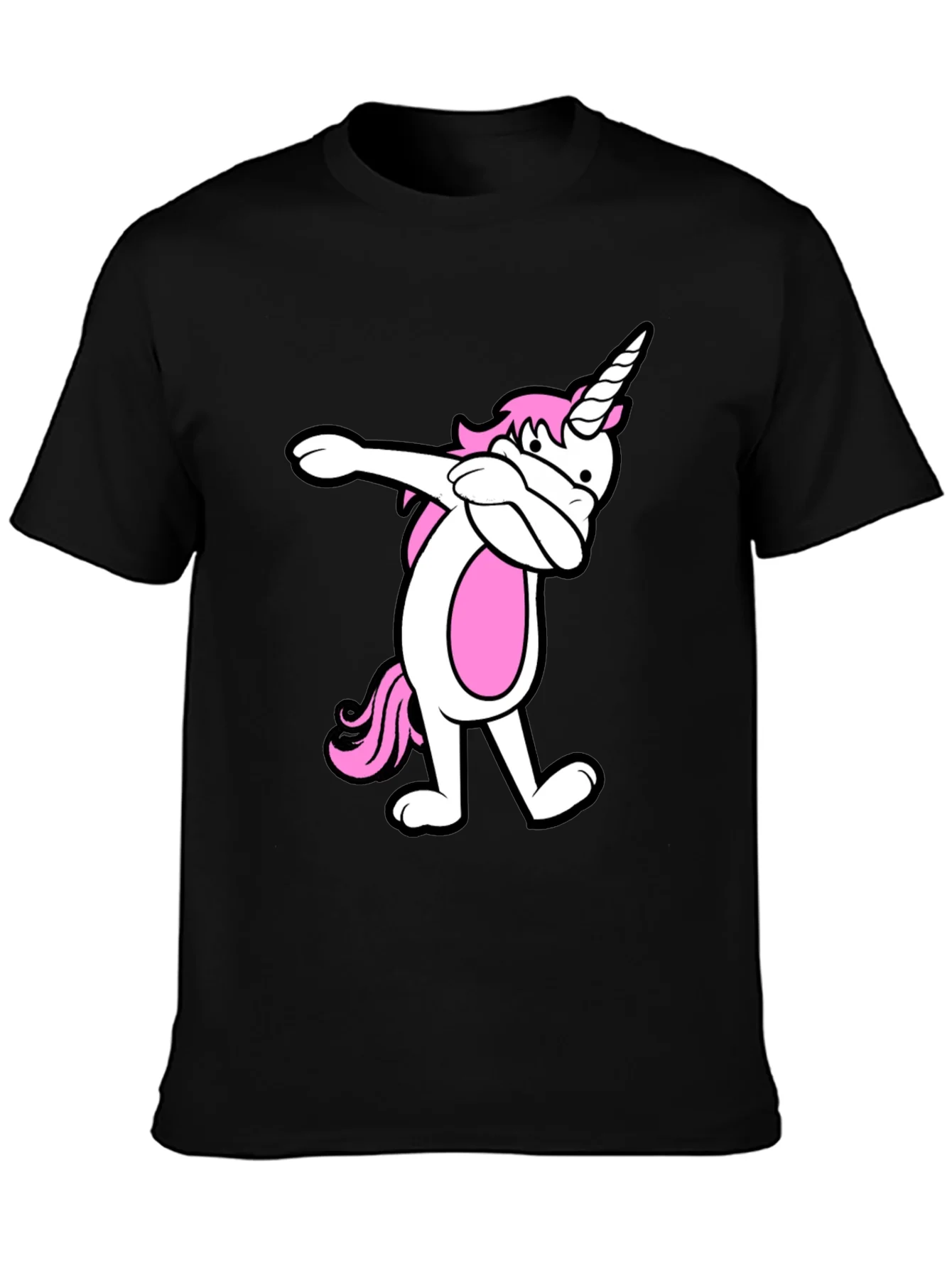 Dabbing Unicorn Graphic Tee - Black Cotton Blend