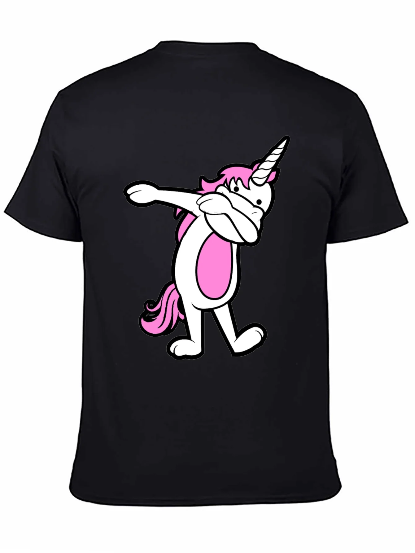 Dabbing Unicorn Graphic Tee - Black Cotton Blend