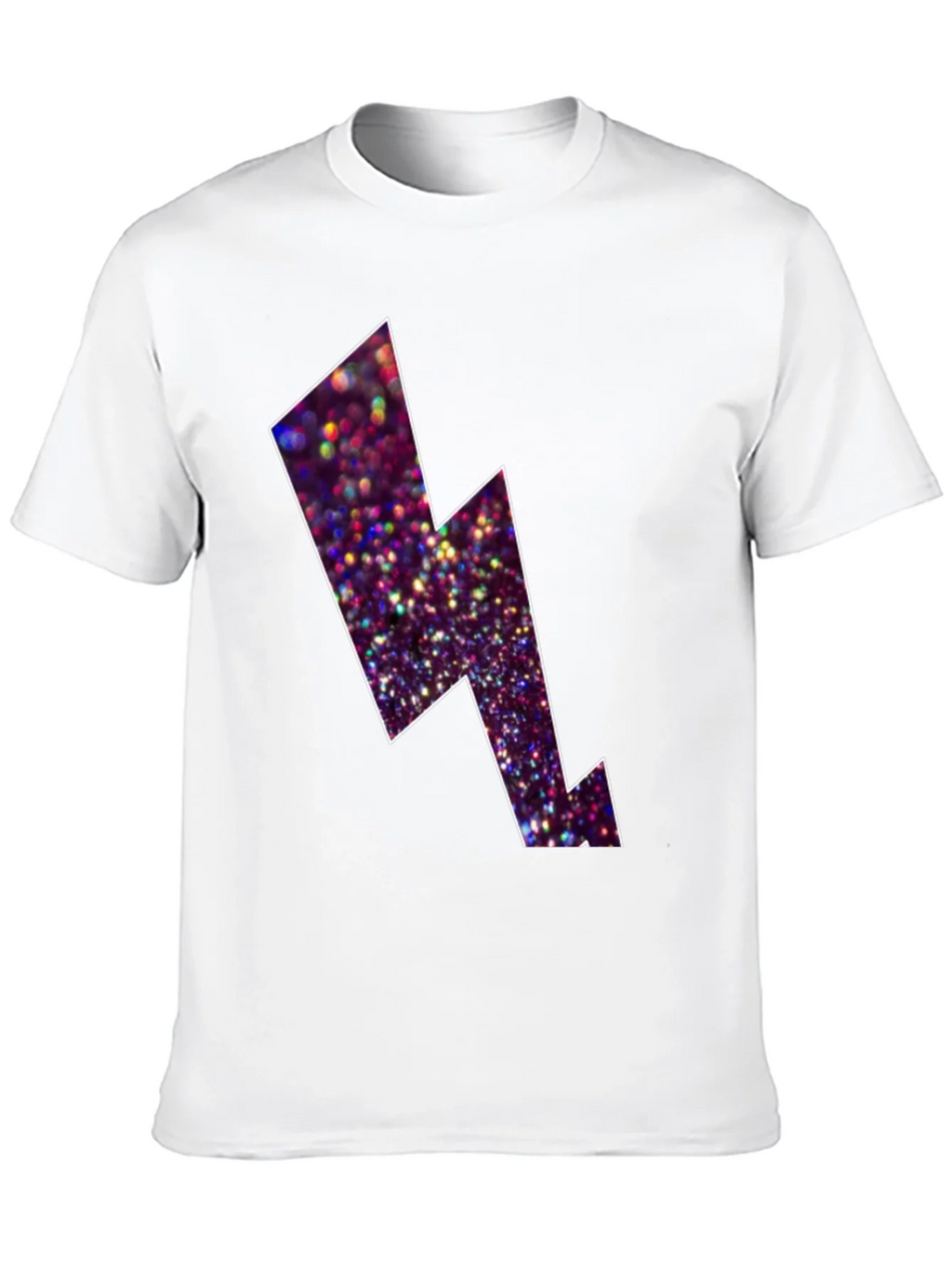 Black Tee with Glitter Lightning Bolt Design