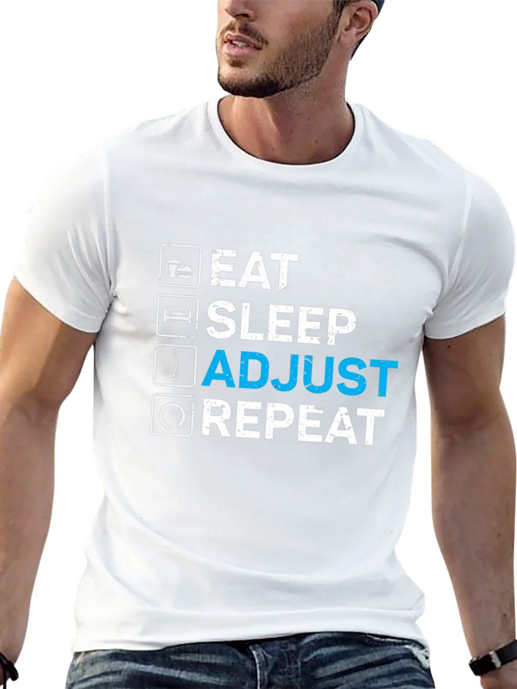 Eat Sleep Adjust Repeat Black Graphic T-Shirt
