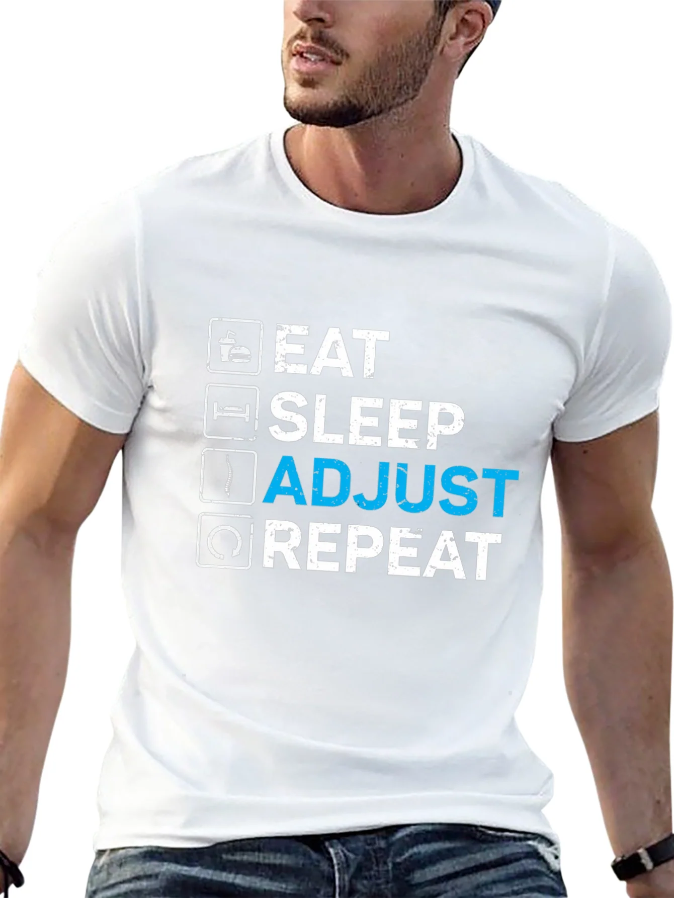 Eat Sleep Adjust Repeat Black Graphic T-Shirt