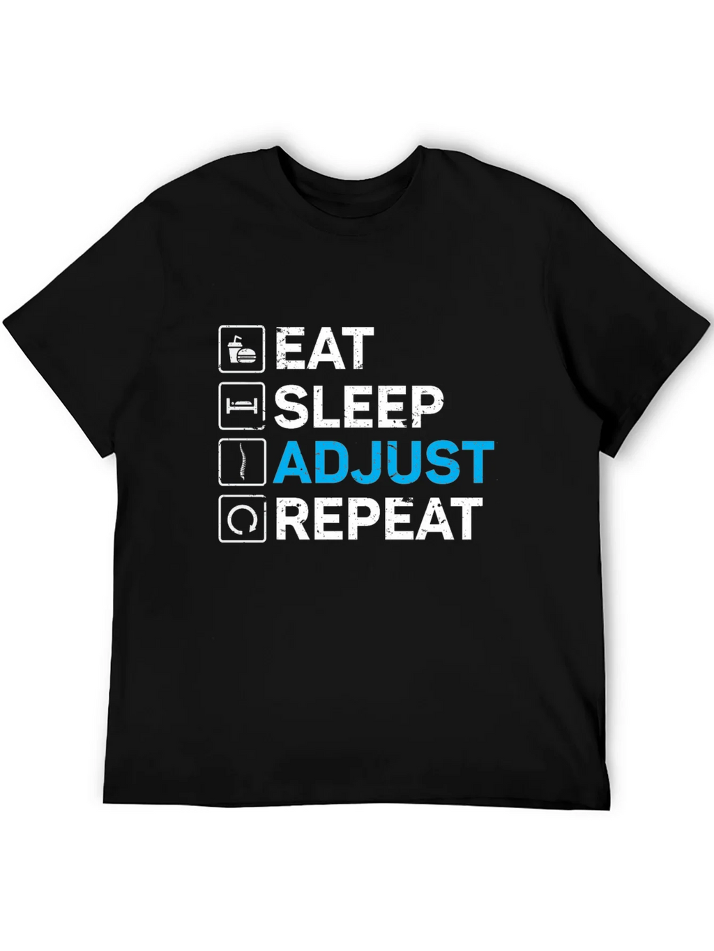 Eat Sleep Adjust Repeat Black Graphic T-Shirt