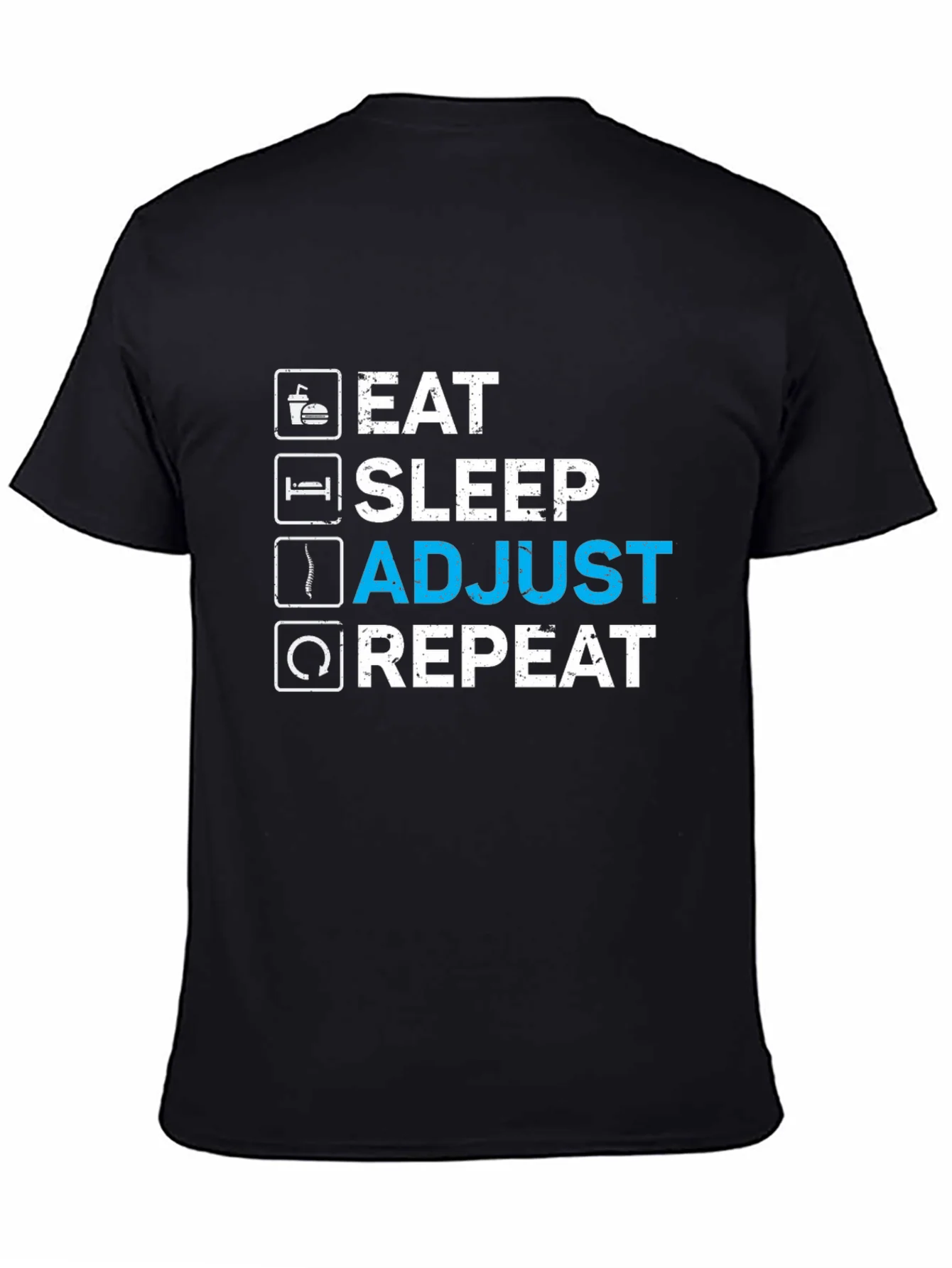 Eat Sleep Adjust Repeat Black Graphic T-Shirt
