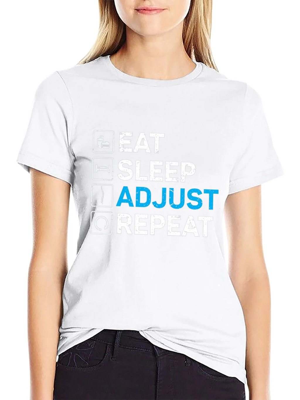 Eat Sleep Adjust Repeat Black Graphic T-Shirt