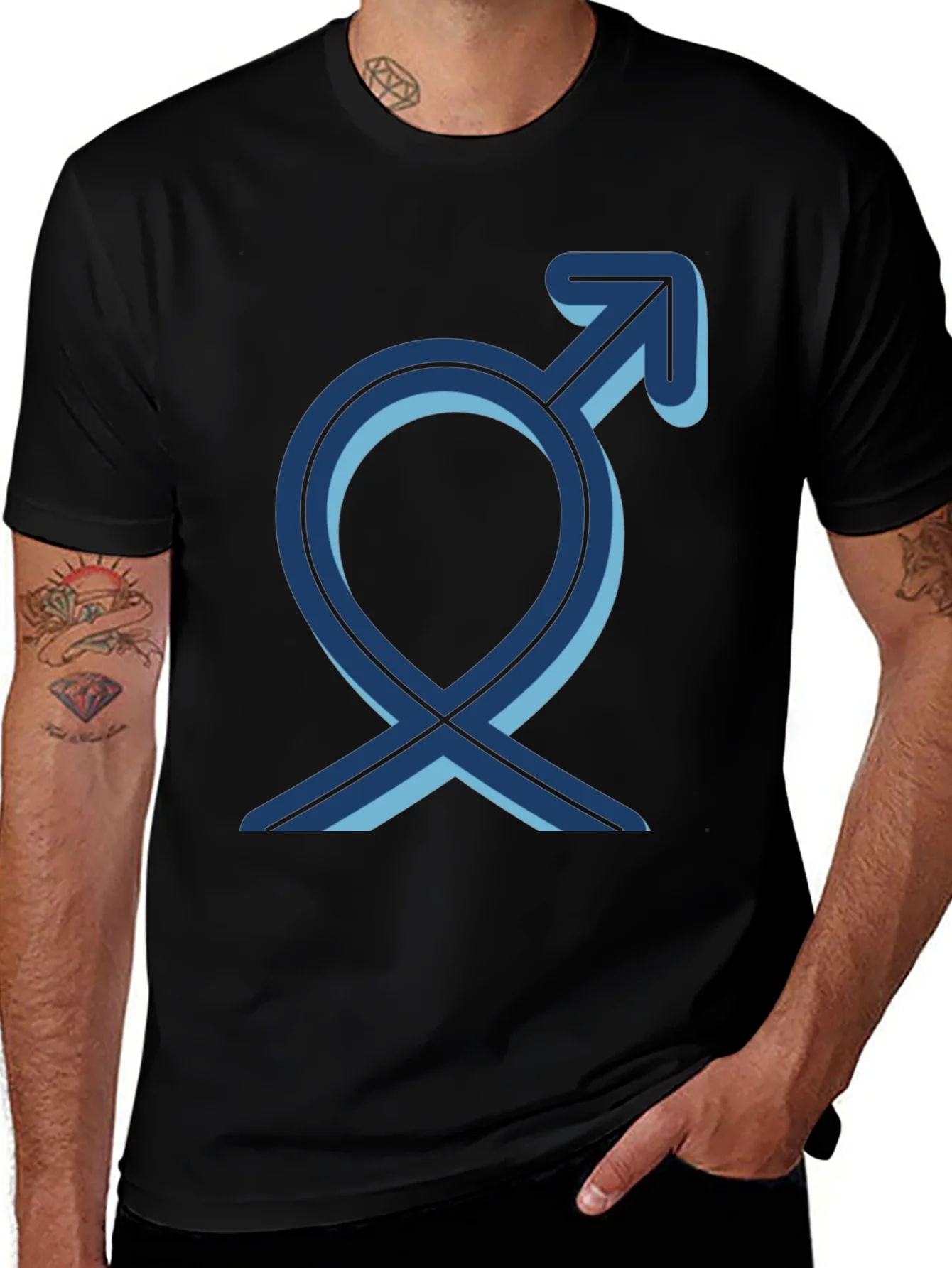 Mens Black T-Shirt with Gender Symbol