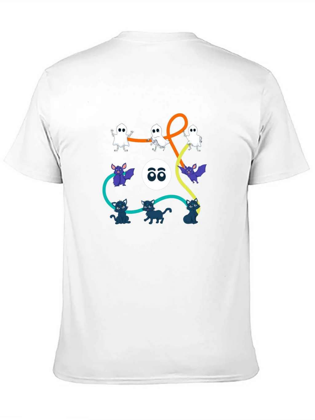 Halloween Graphic Print T-Shirt: Ghosts Bats Cats