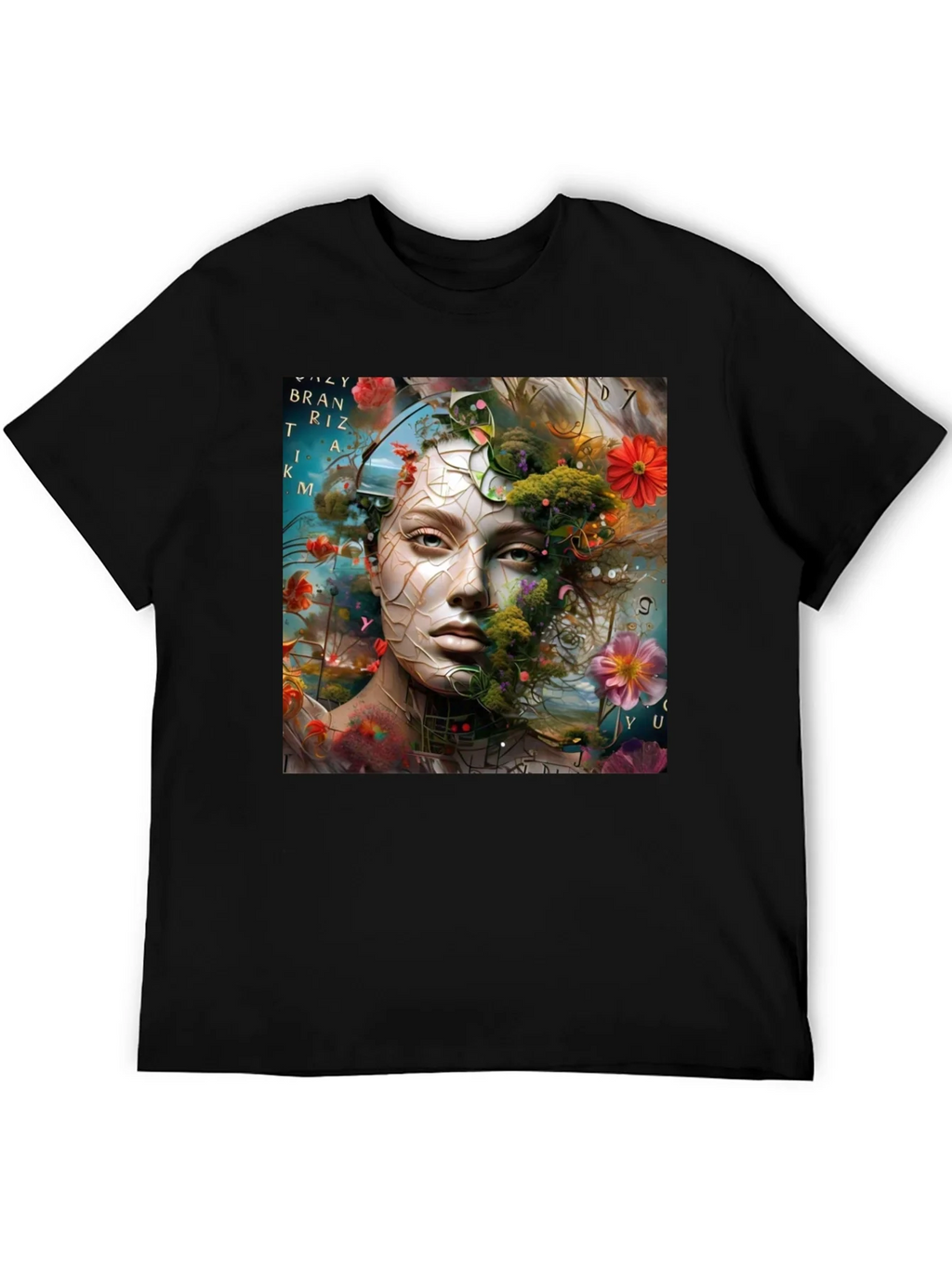 Floral Face Graphic T-Shirt - Artistic Design