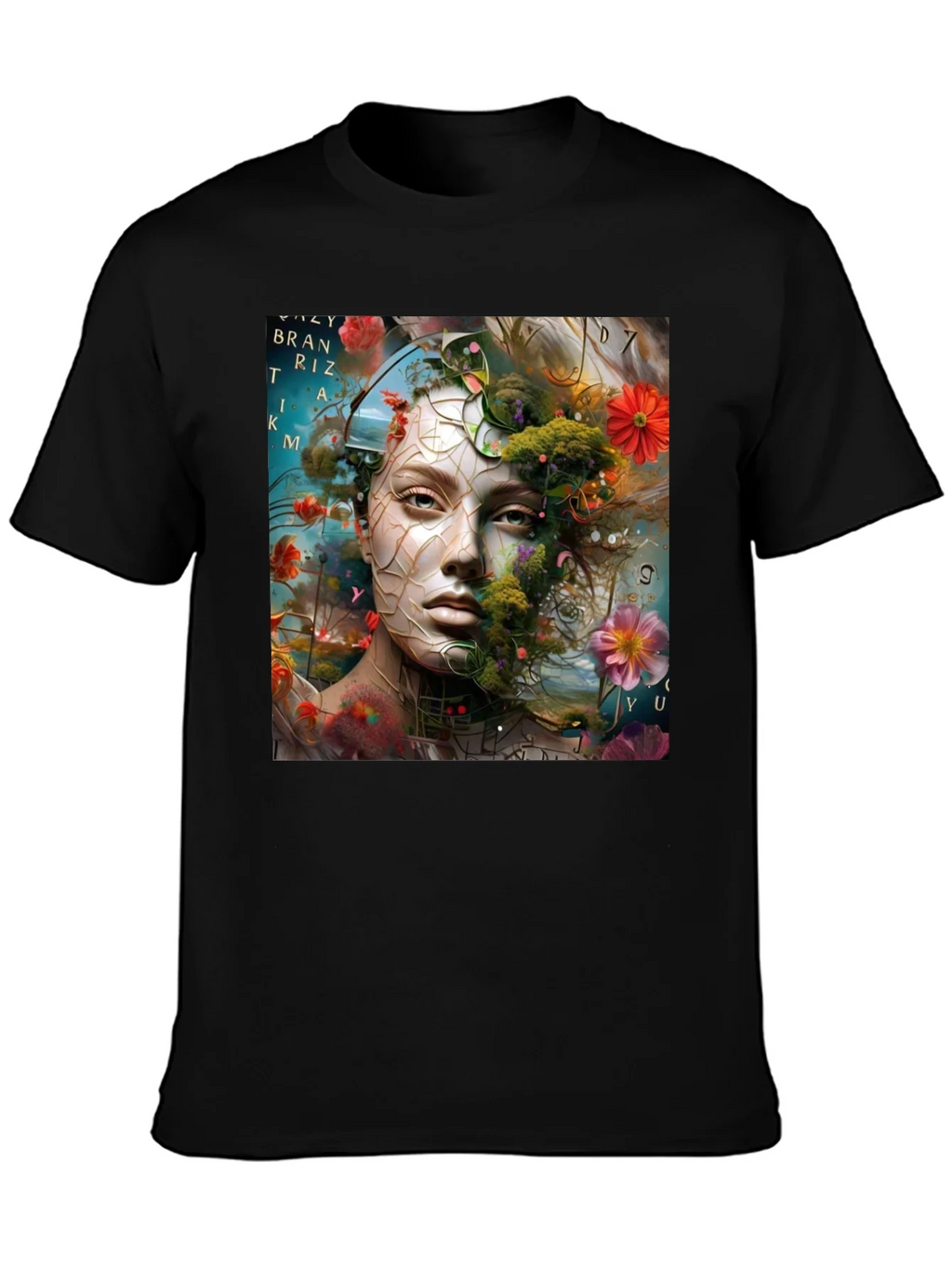 Floral Face Graphic T-Shirt - Artistic Design