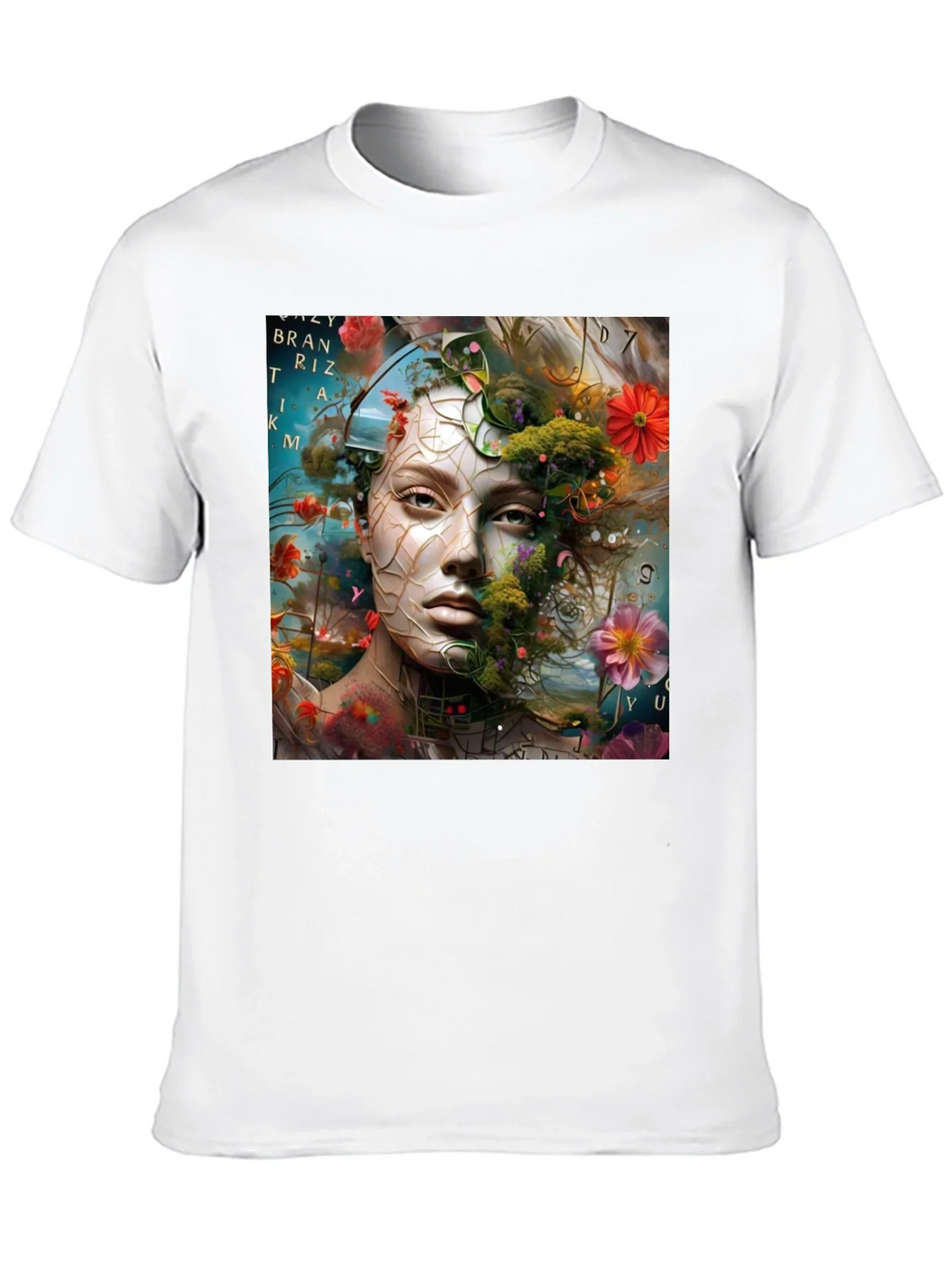 Floral Face Graphic T-Shirt - Artistic Design