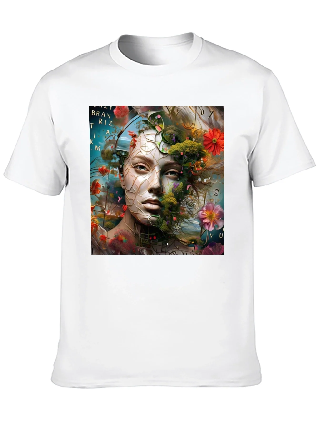 Floral Face Graphic T-Shirt - Artistic Design