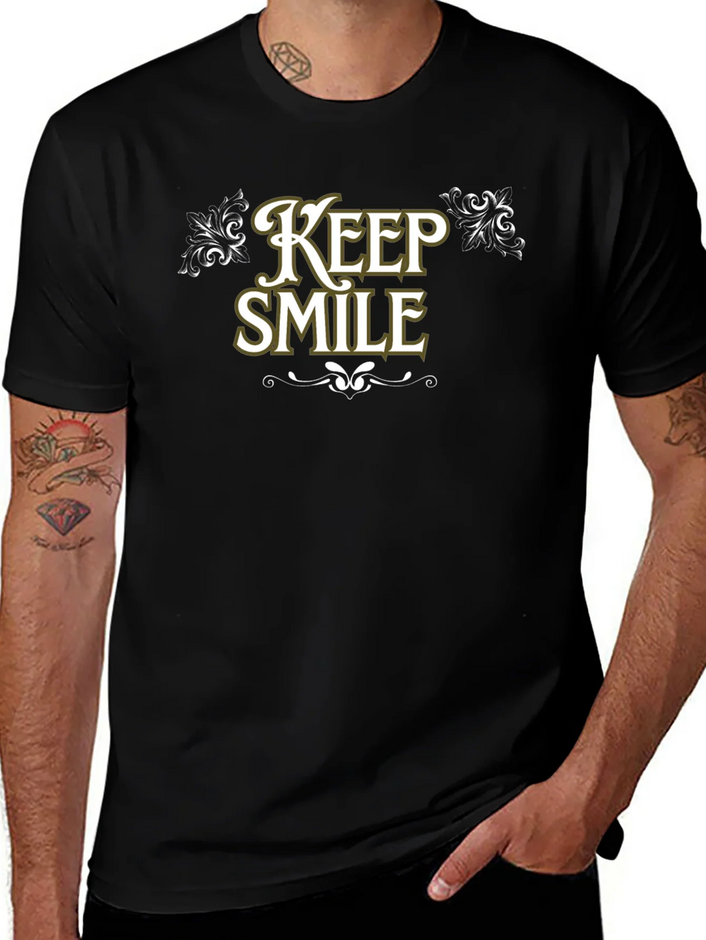 Keep Smile Black Graphic Tee Shirt