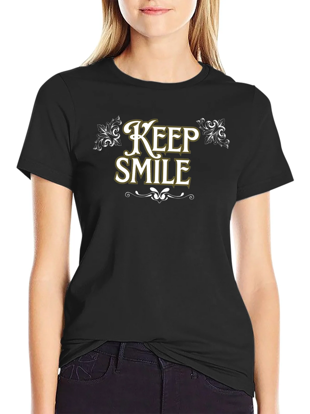 Keep Smile Black Graphic Tee Shirt