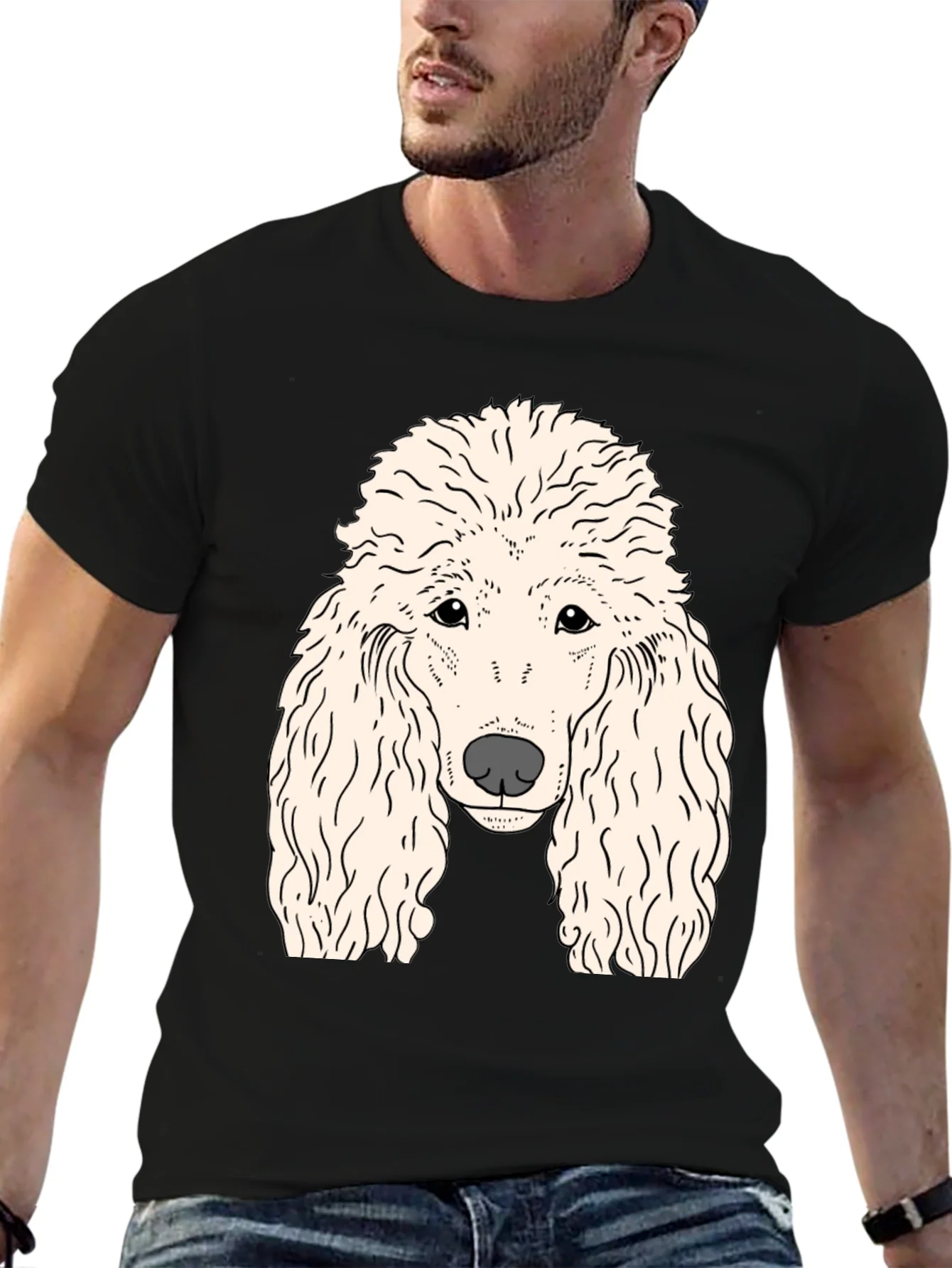 Poodle Graphic T-Shirt - Black Cotton Tee