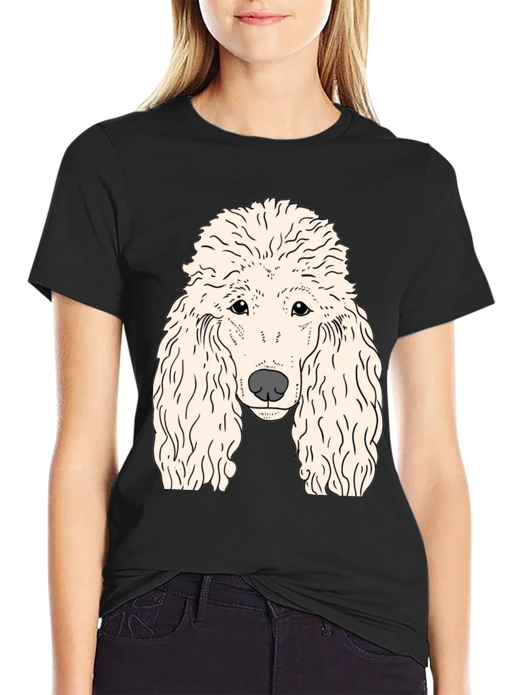 Poodle Graphic T-Shirt - Black Cotton Tee