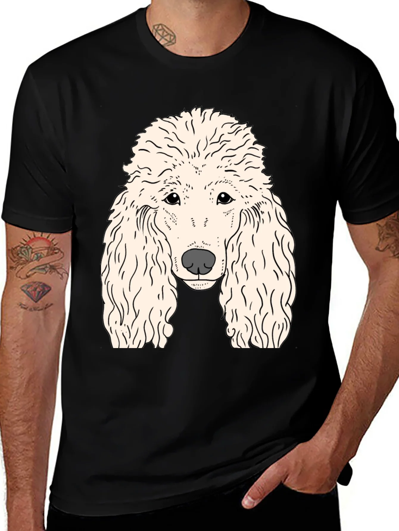 Poodle Graphic T-Shirt - Black Cotton Tee