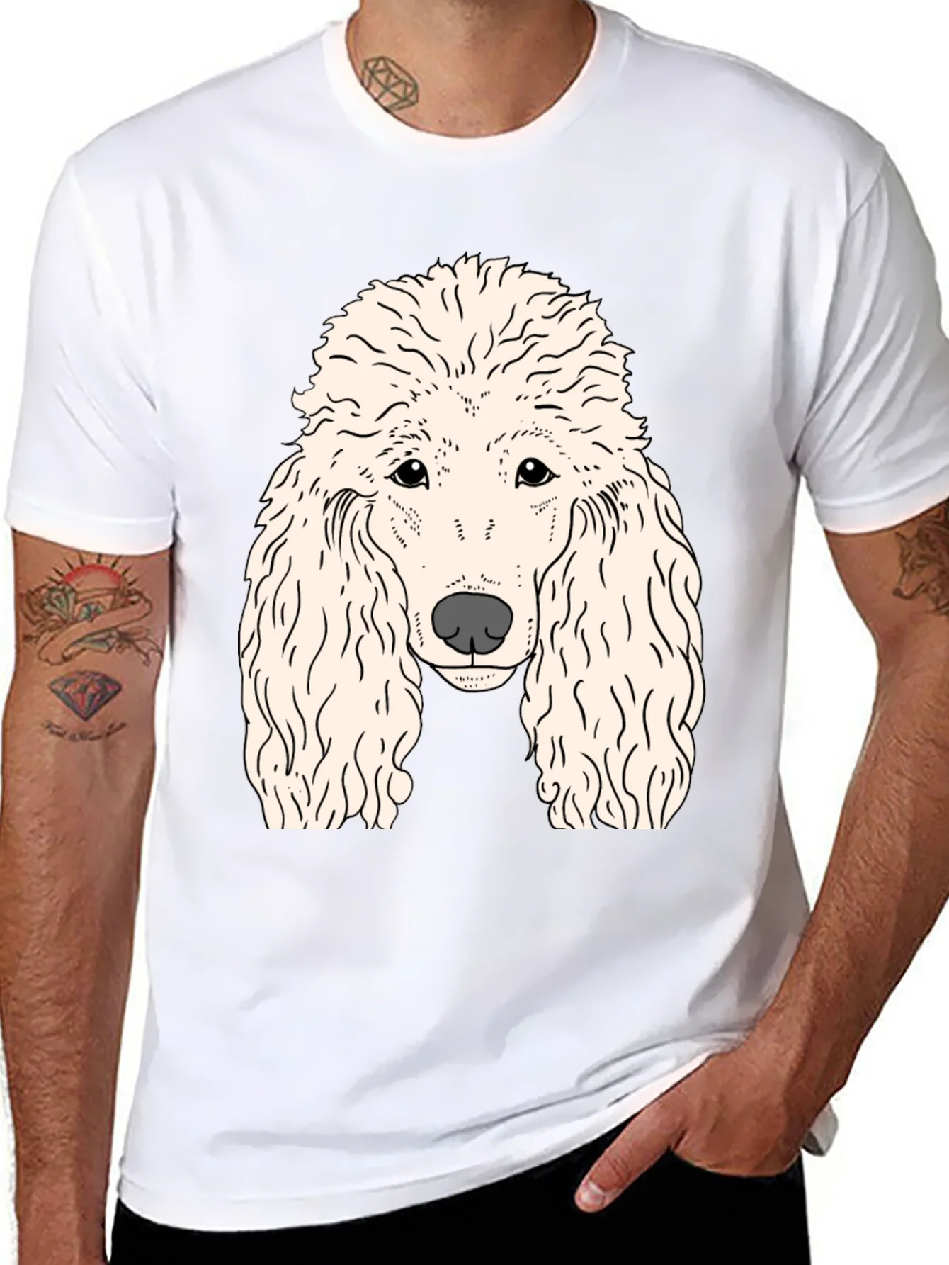 Poodle Graphic T-Shirt - Black Cotton Tee