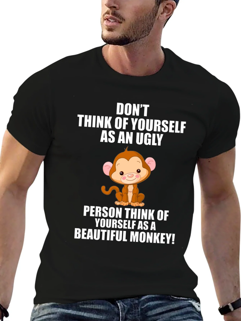 Funny Monkey Graphic Black T-Shirt