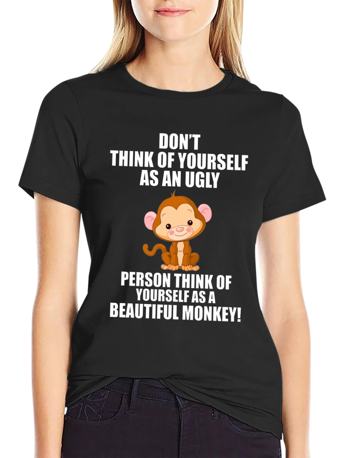 Funny Monkey Graphic Black T-Shirt