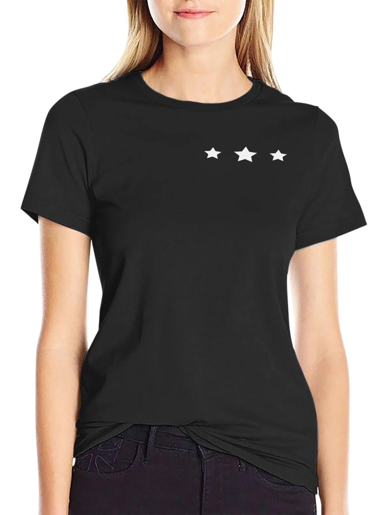Mens Black T-Shirt with 3 Star Design