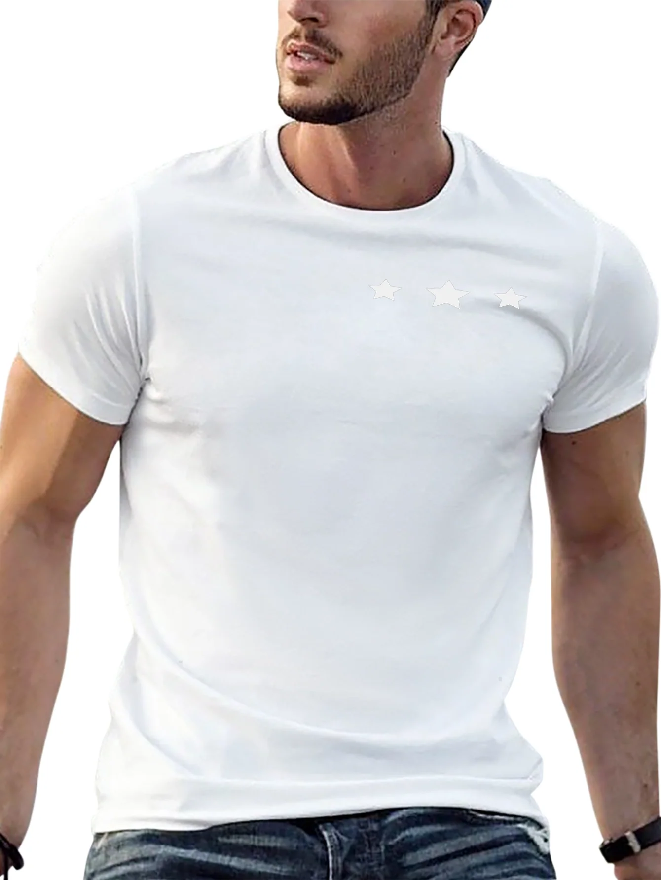 Mens Black T-Shirt with 3 Star Design