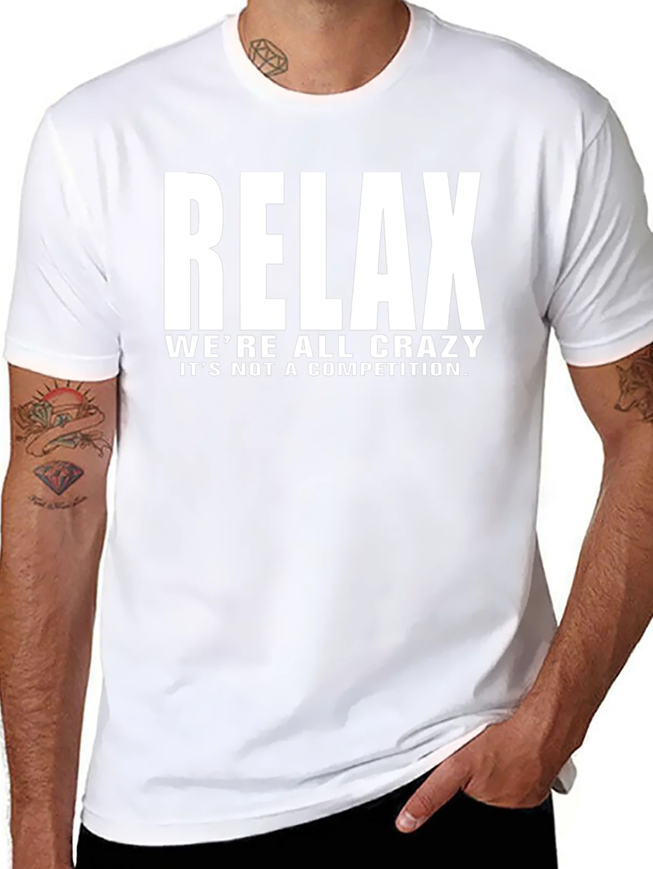 Relax Crazy Quote Black T-Shirt