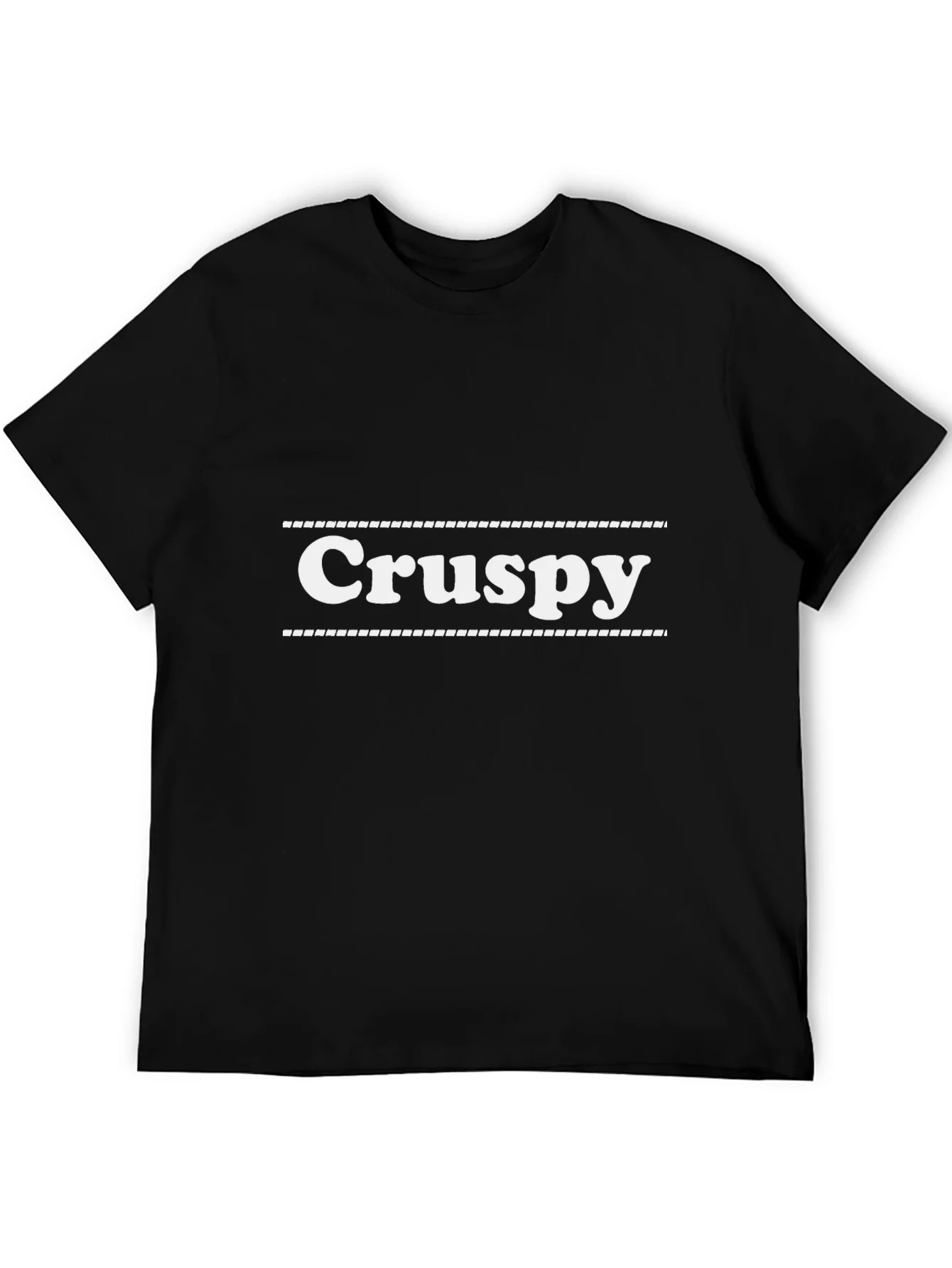 Crispy Graphic Tee - Black Cotton Blend Casual T-Shirt