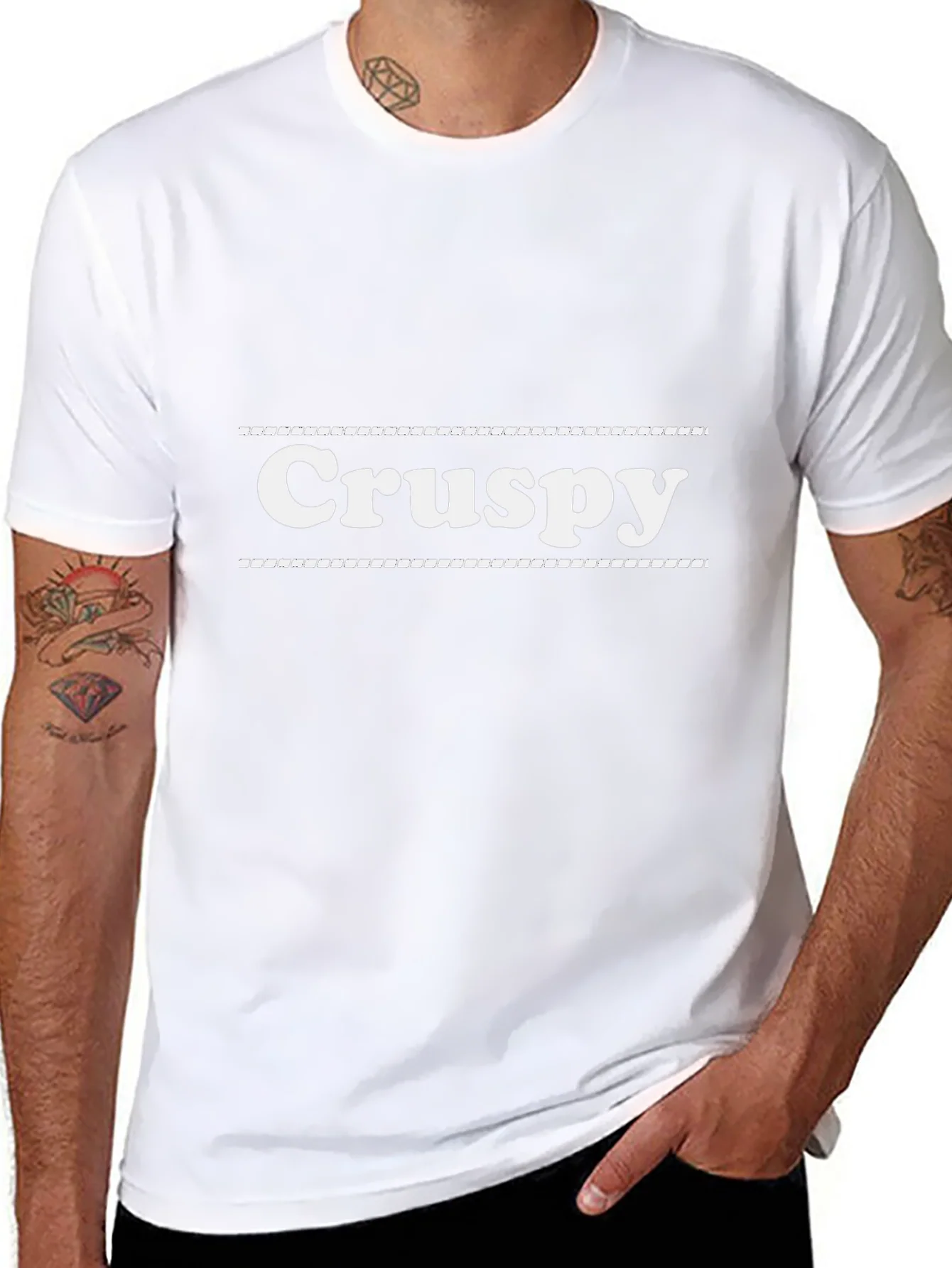 Crispy Graphic Tee - Black Cotton Blend Casual T-Shirt