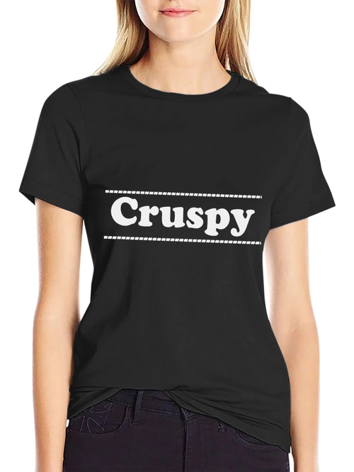 Crispy Graphic Tee - Black Cotton Blend Casual T-Shirt