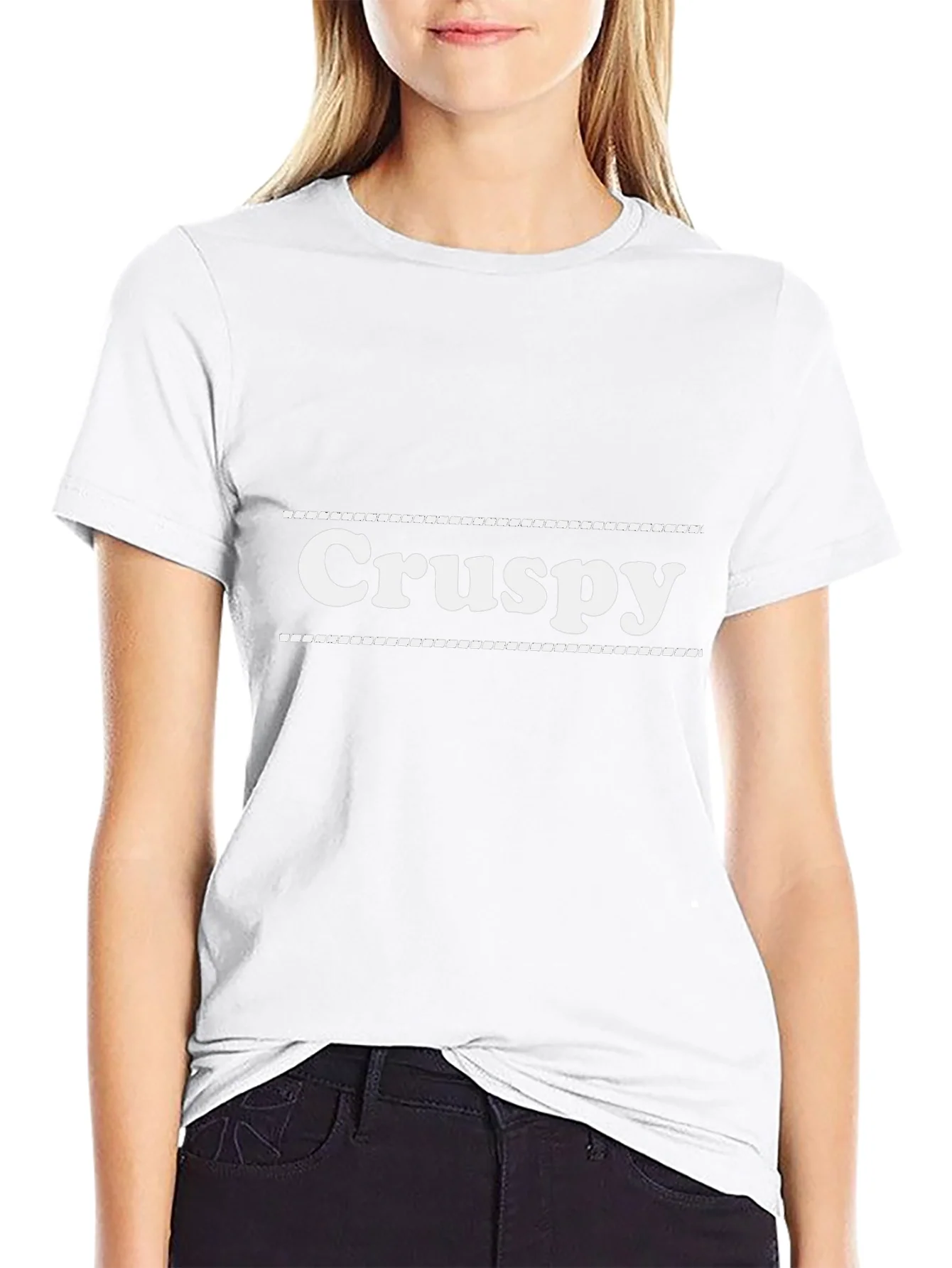 Crispy Graphic Tee - Black Cotton Blend Casual T-Shirt