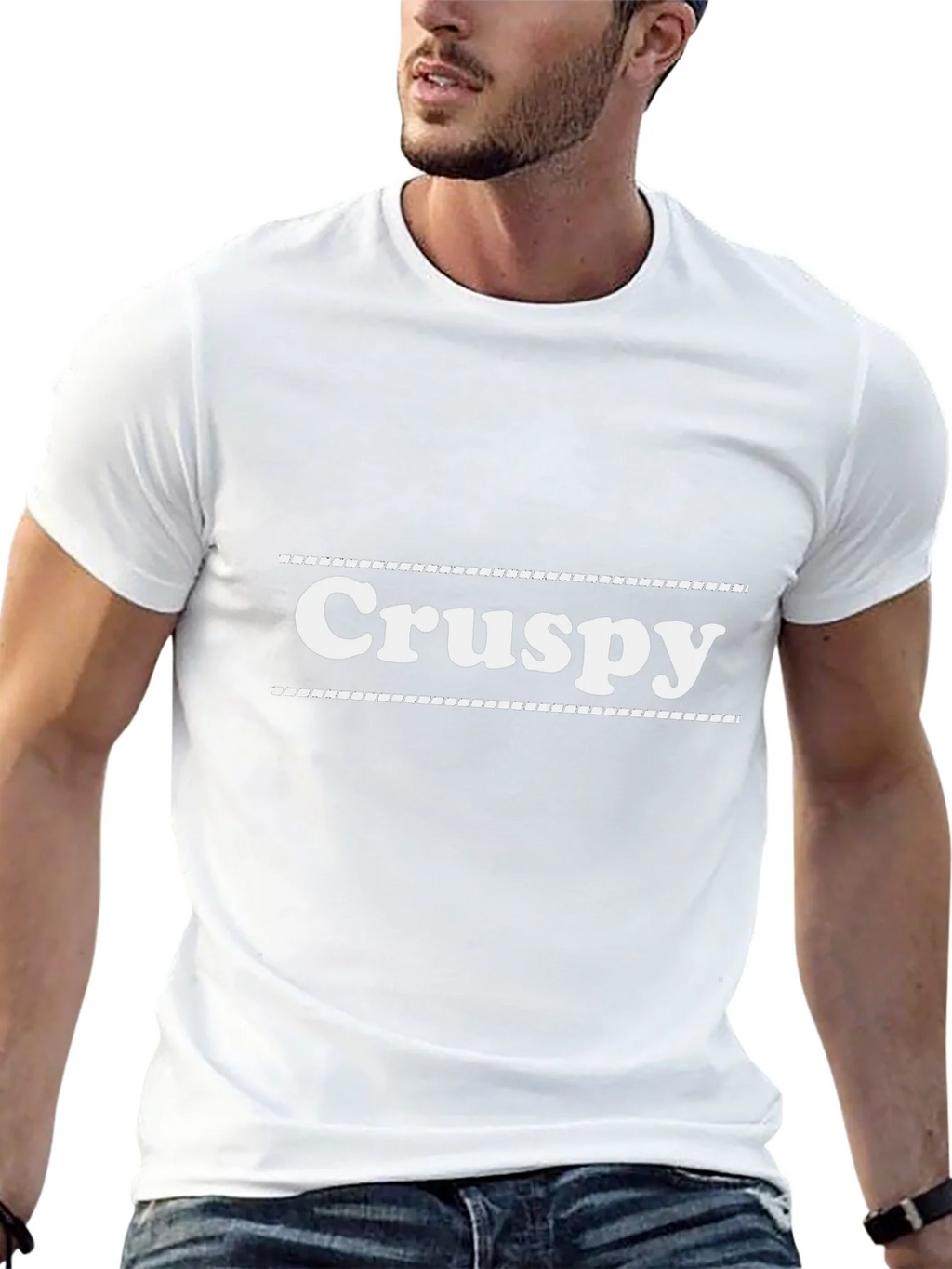 Crispy Graphic Tee - Black Cotton Blend Casual T-Shirt