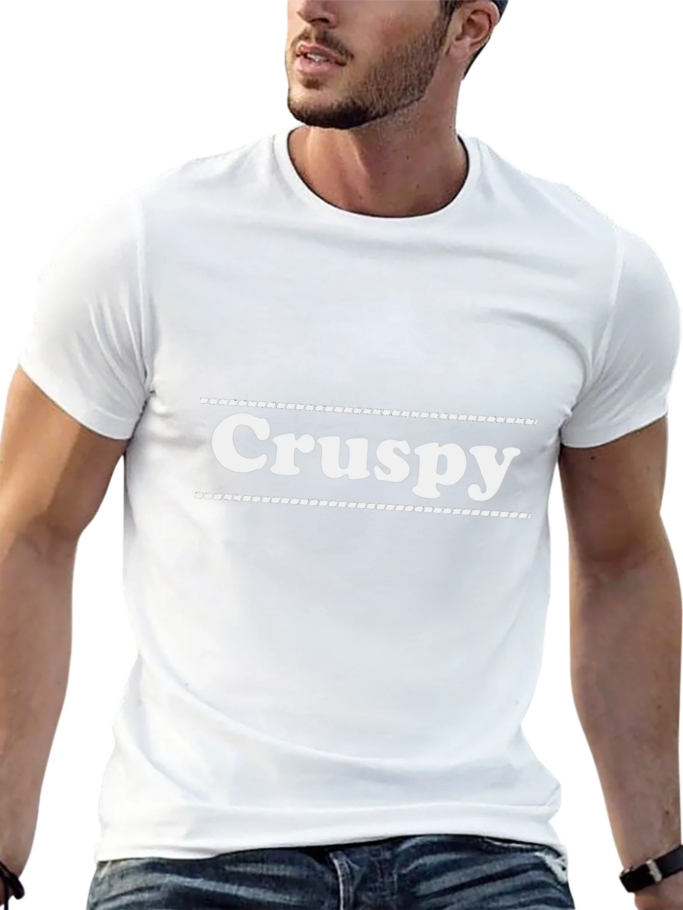 Crispy Graphic Tee - Black Cotton Blend Casual T-Shirt