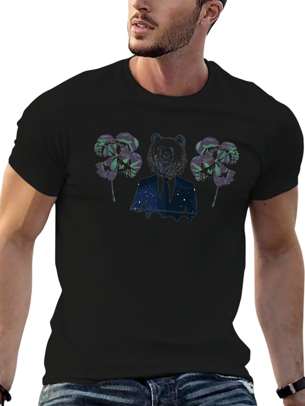 Mens Graphic Print Black T-Shirt