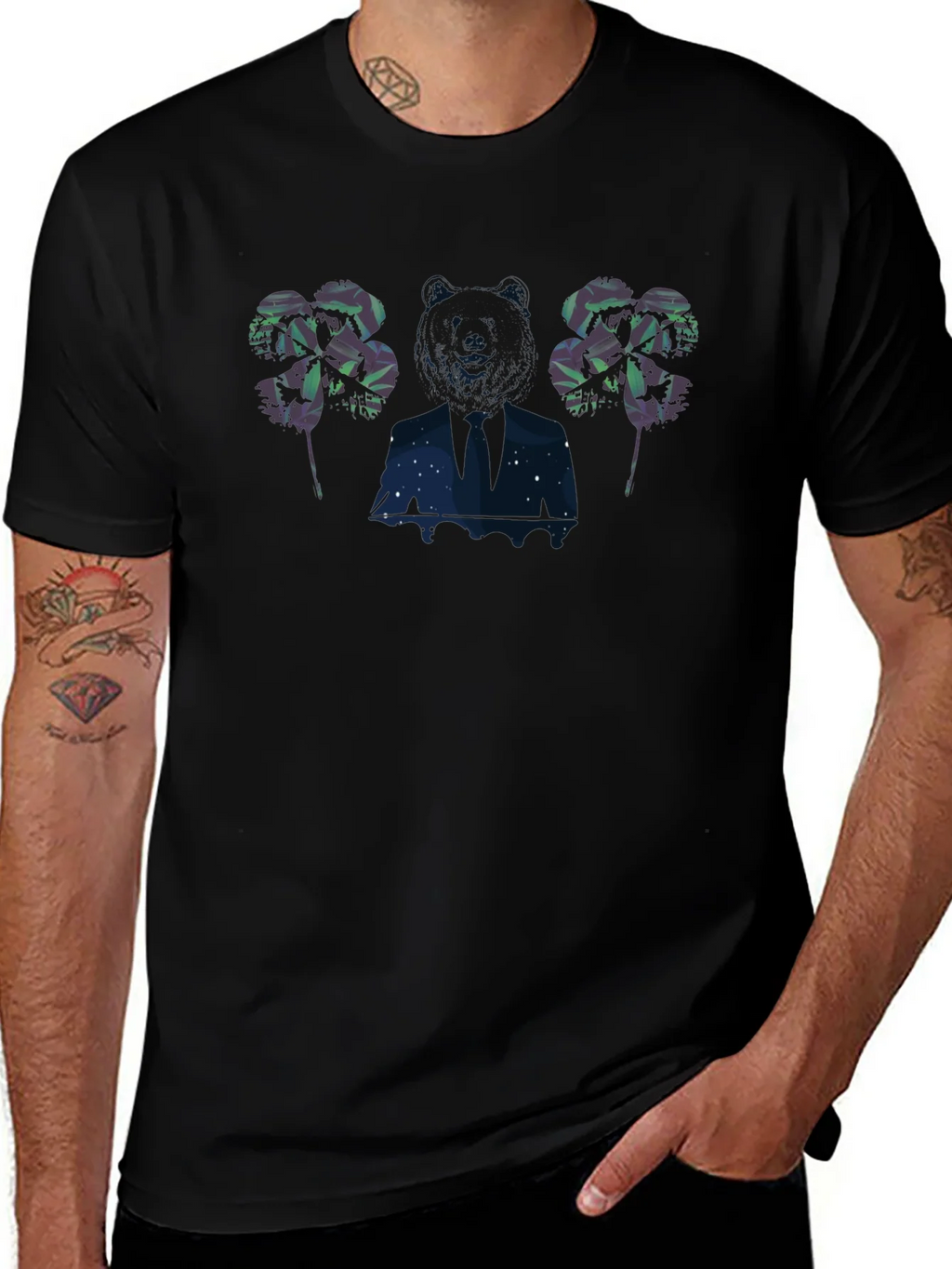 Mens Graphic Print Black T-Shirt