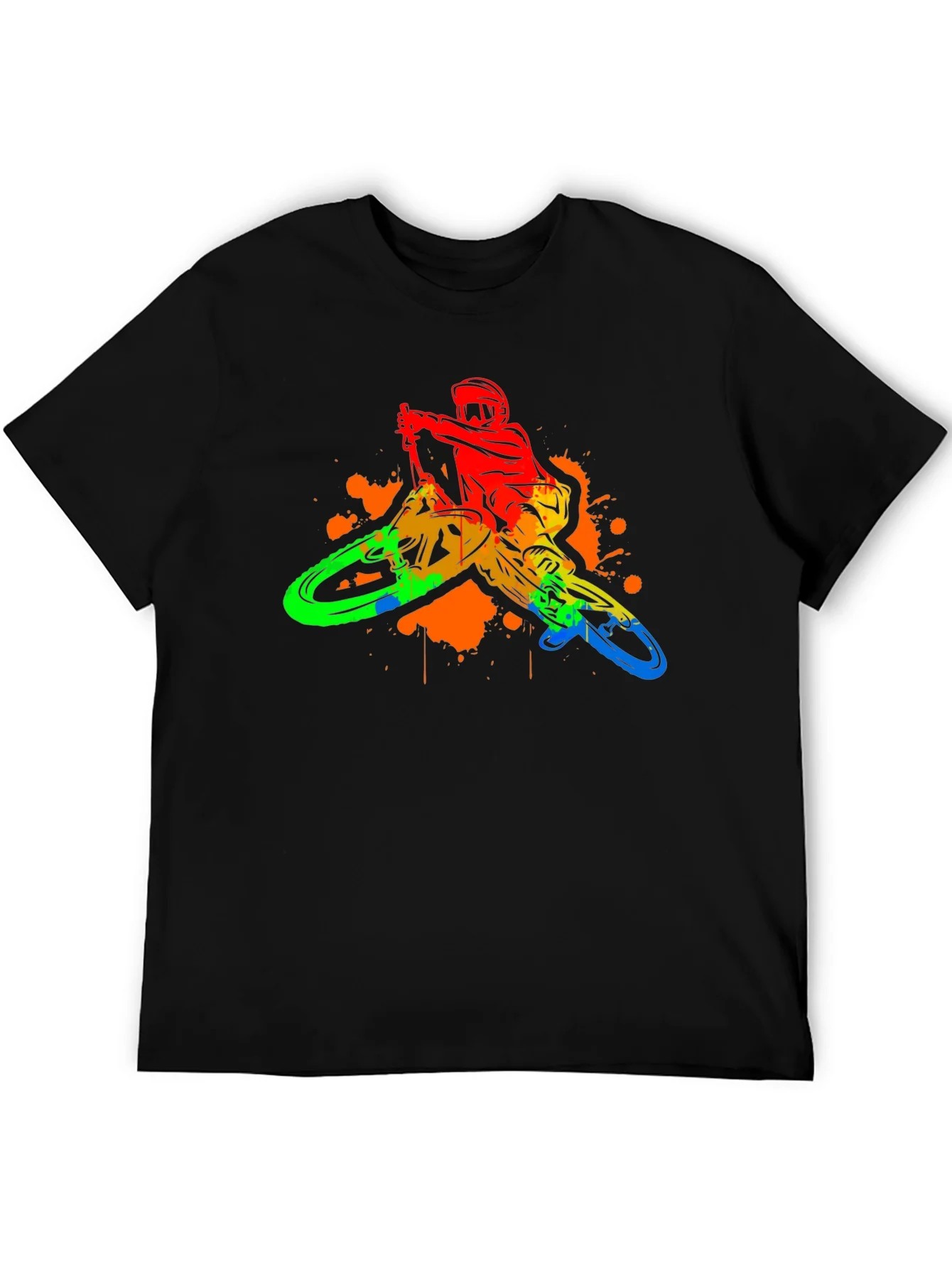 Colorful Mountain Bike Rider Graphic Tee