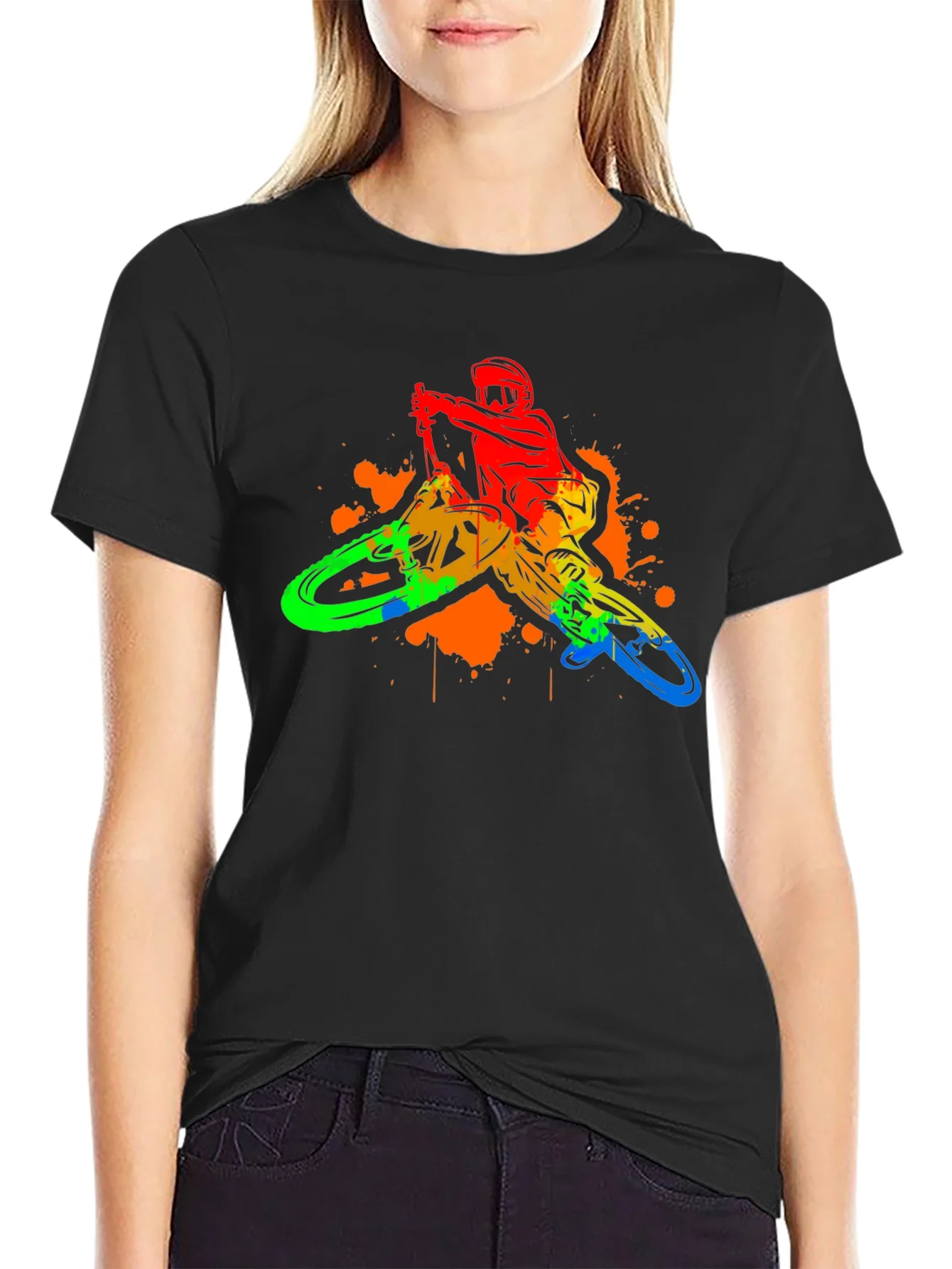 Colorful Mountain Bike Rider Graphic Tee