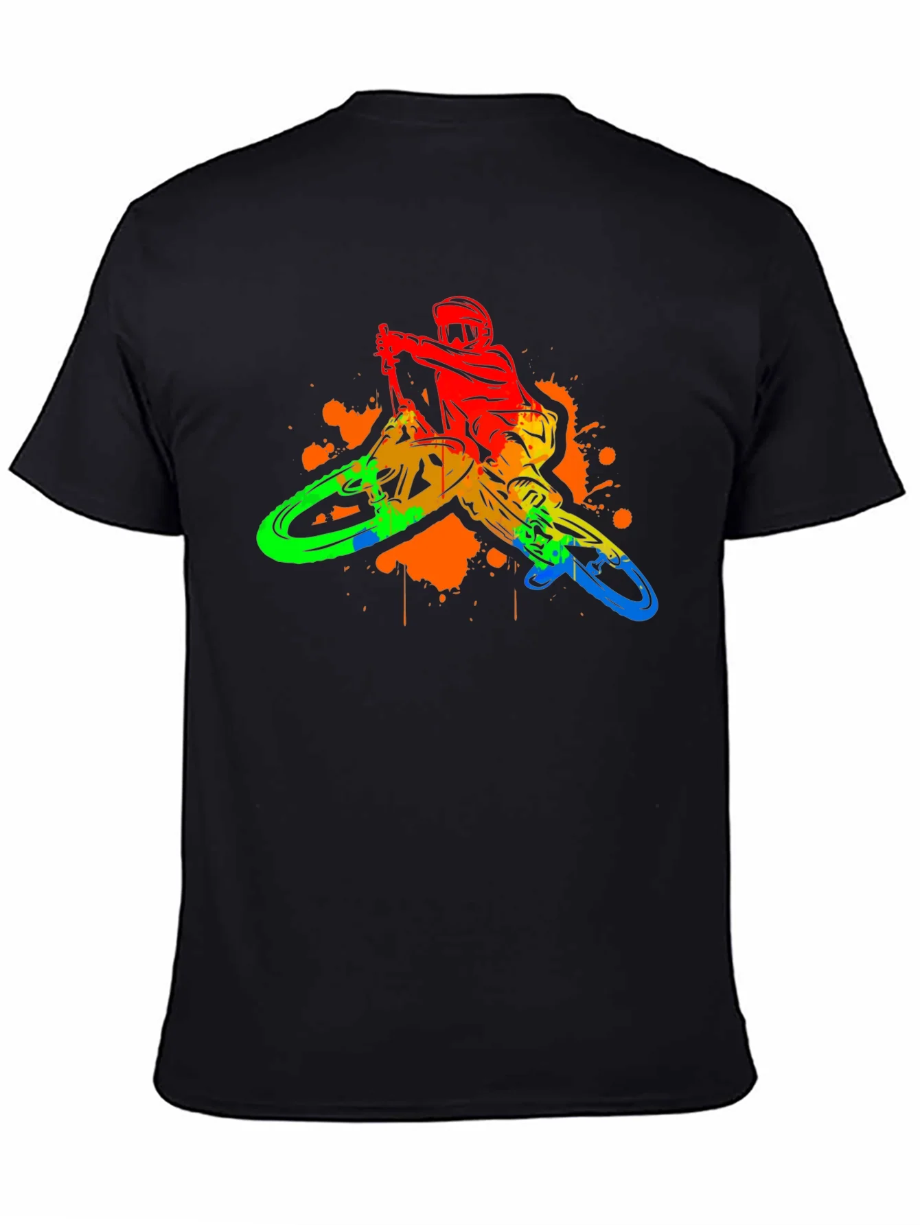 Colorful Mountain Bike Rider Graphic Tee