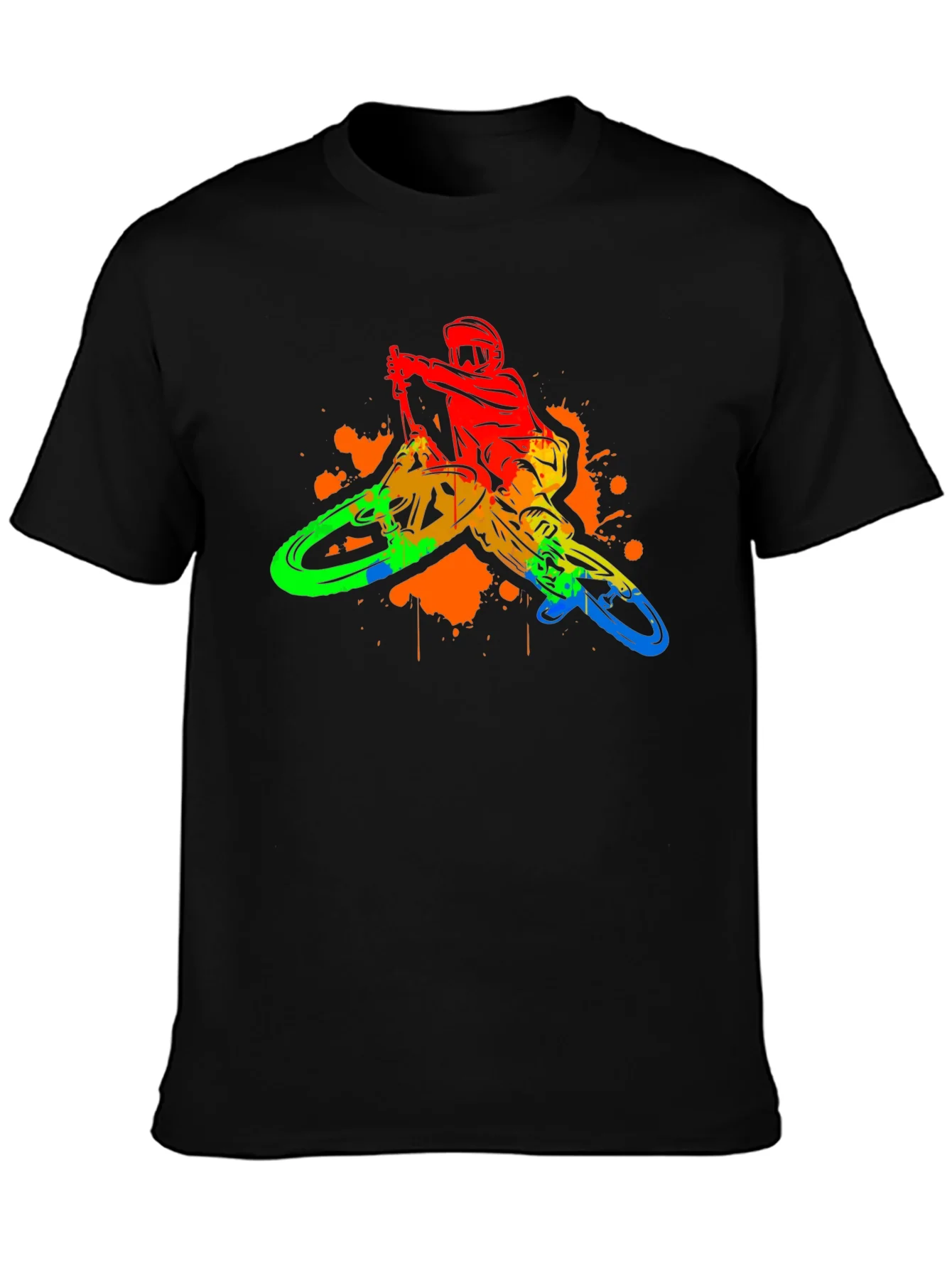 Colorful Mountain Bike Rider Graphic Tee