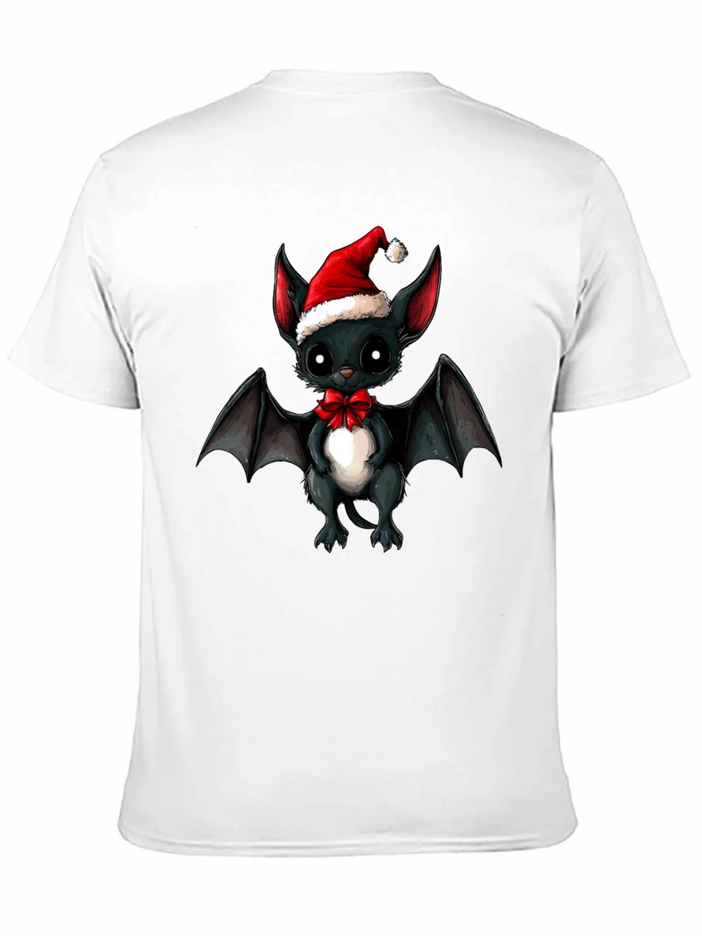 Cute Bat in Santa Hat Graphic Tee