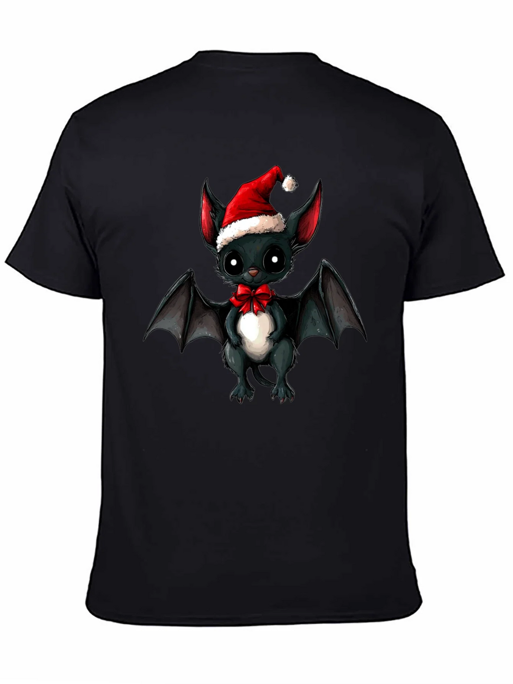 Cute Bat in Santa Hat Graphic Tee